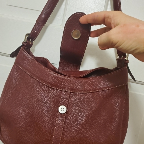 CATS Burgundy Pebble Grain Leather Hobo Bag, Classic - Picture 6 of 13